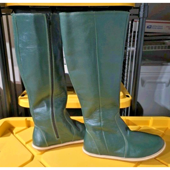 Grass Green Women's Leather Barefoot Nebula Walking Long Boots Size 6 Zero Drop - Picture 8 of 15